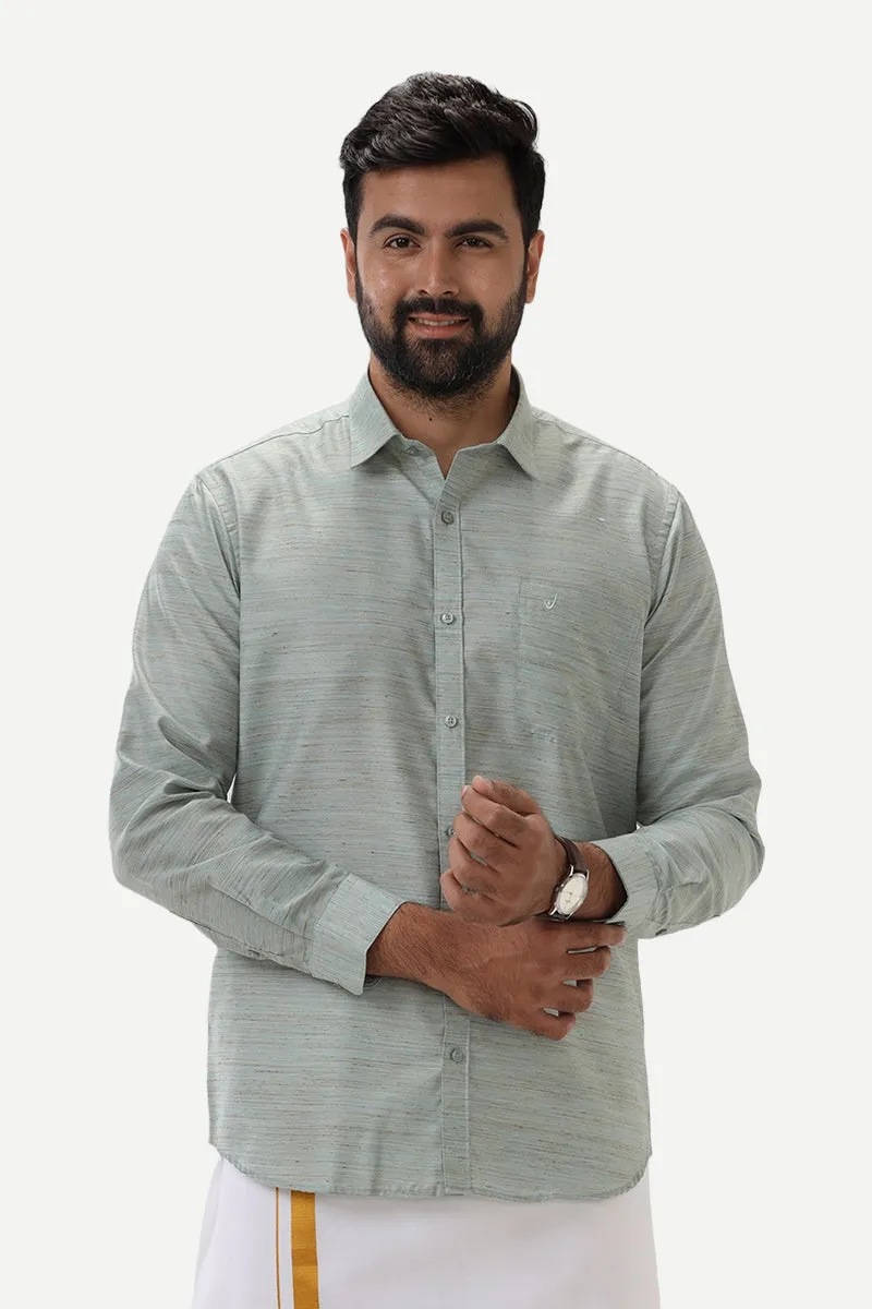 Swaraj - Grayish Blue Silk Shirts For Men | Uathayam