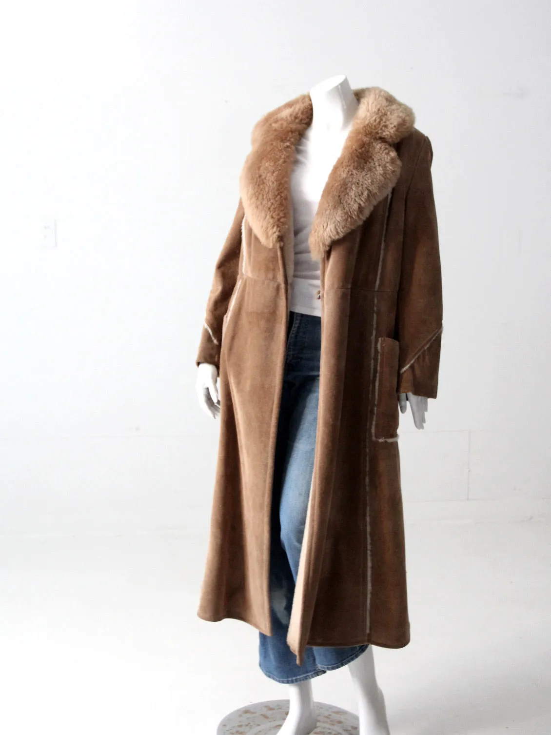 vintage 70s shearling full length coat