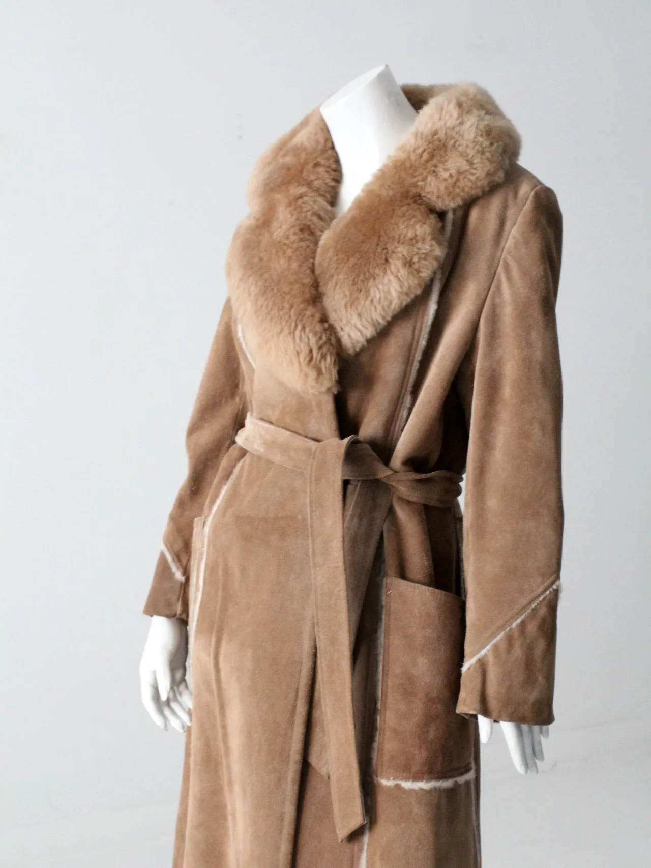 vintage 70s shearling full length coat