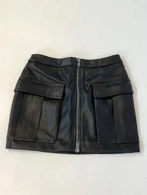 Vintage Havana Leather Zip Front Skirt