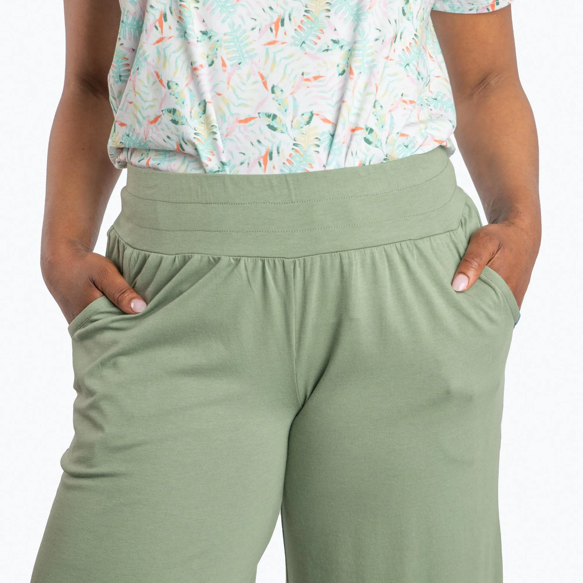 Wiffle Cotton Jersey Cropped Pant