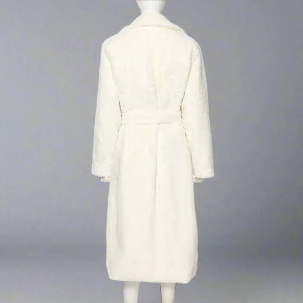 Women's Cozy Luxury White Robe Faux Fur Coat